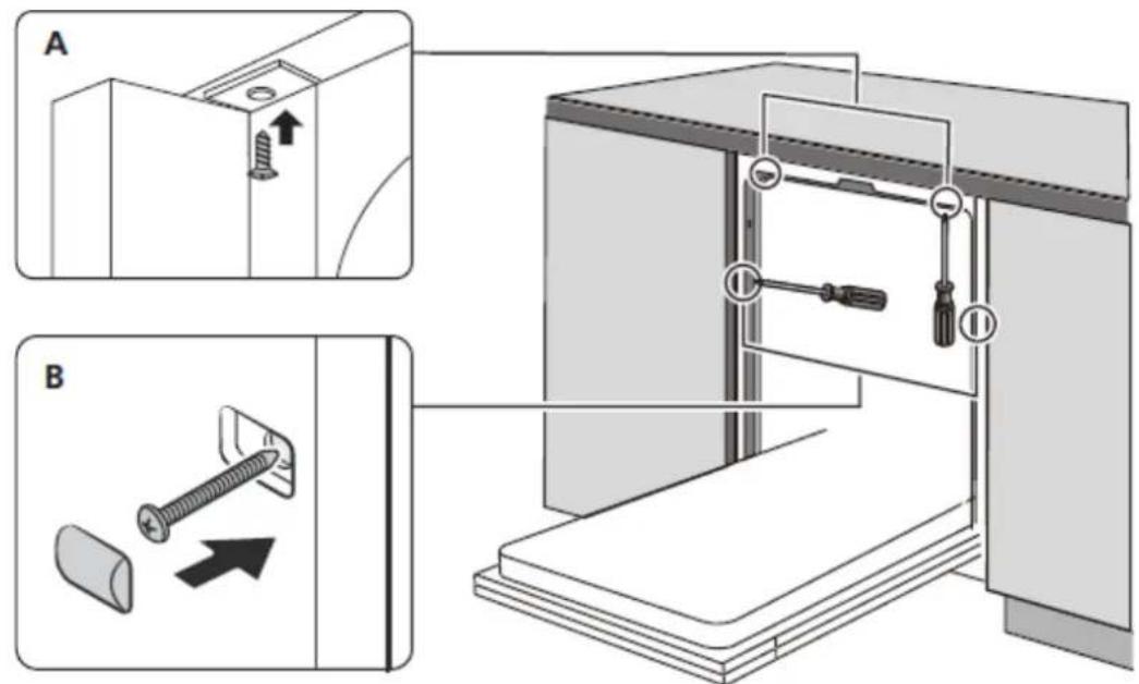 Master Kitchen MKDW FS608314 EHP XS C - Passo 4. Fasi di installazione della lavastoviglie Fare riferimento alle fasi di installazione specificate nei disegni d'installazione. - 1