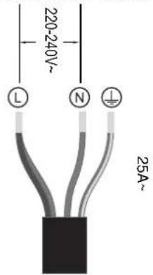 220-240V~ L N ↓ 25A~