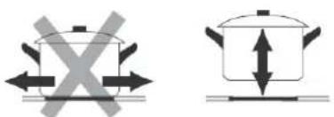 Diagram showing two cooking pots with crossed arrows indicating heating or cooling conditions, likely illustrating a cooking or heating process.