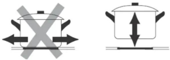 Diagram showing two cooking pots with crossed arrows indicating opposing pressure or heating conditions.