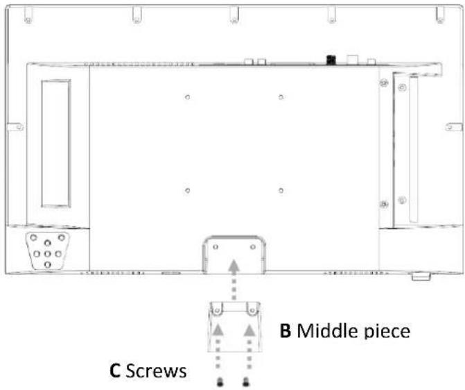 B Middle piece C Screws