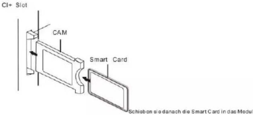 CI+ Slot CAM Smart Card Schieben sie danach die Smart Card in das Modul