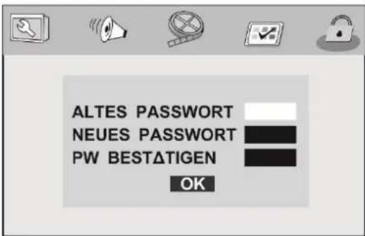ALTES PASSWORD NEUES PASSWORD PW BESTÄTIGEN OK