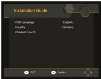 Installation Guide OSD Language English Country Germany Channel Search EXIT Confirm