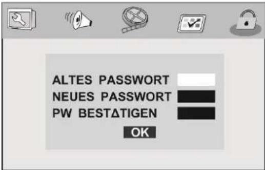 ALTES PASSWORD NEUES PASSWORD PW BESTÄTIGEN OK