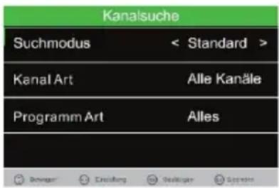 Kanalsuche Suchmodus < Standard > Kanal Art Alle Kanäle Programm Art Alles Simager Drilling Seitager Spindle