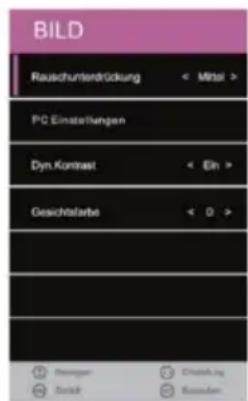 BILD RauschunterdGökung < Mittel > PC Einstellungen Dyn.Kontrast < Ein > Gesichtsfarbe < 0 > Beijing Zotok Dietrag Bundan