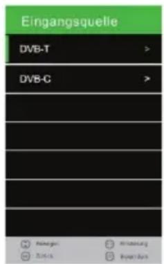 Eingangsquelle DVB-T > DVB-C >