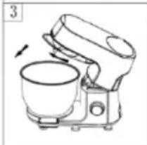 Line drawing of a kitchen mixer with a bowl and fan (no text or symbols)