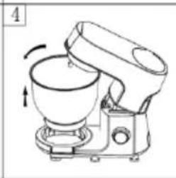 Line drawing of a kitchen mixer with a rotating fan (no text or symbols)