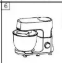 Line drawing of a kitchen mixer with a bowl and side panel (no text or symbols)