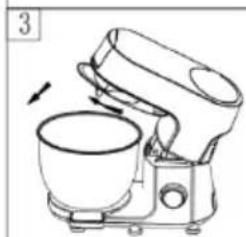 Line drawing of a kitchen mixer with a bowl and fan (no text or symbols)