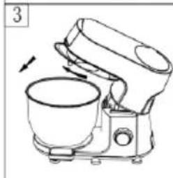 Line drawing of a kitchen mixer with a bowl and fan (no text or symbols)