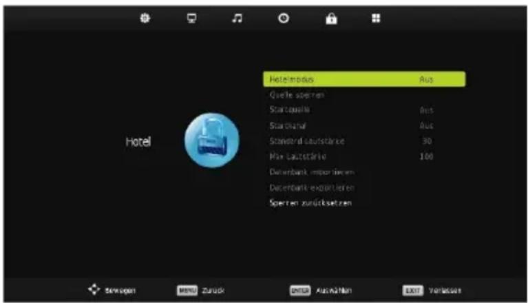 Hotel Hotelmbus Aus Quelle soptren Startoutle Aus StarChannel Aus Standard laufstärke 30 Max laufstärke 100 Datenbank, imponieren Datenbank exportieren Soptren zurücksetzen