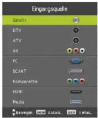 Eingangsquelle Satellites DTV ATV AV PC SCART Komponente HDMI Media Between Open Output... Sell Vena...