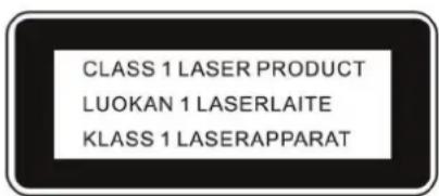 CLASS 1 LASER PRODUCT LUOKAN 1 LASERLAITE KLASS 1 LASERAPPARAT