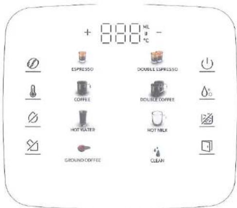 + 888 ML a °C ESPRESSO DOUBLE ESPRESSO COFFEE DOUBLE COFFEE HOT WATER HOT MILK GROUND COFFEE CLEAN