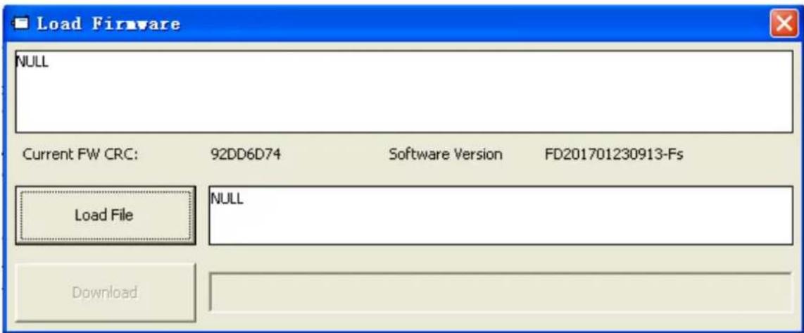Load Firmware NULL Current FW CRC: 92DD6D74 Software Version FD201701230913-Fs Load File NULL Download
