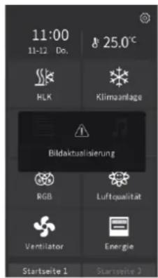 11:00 11-12 Do. HLK 25.0°C Klimaanlage Bildaktualisierung RGB Luftqualität Ventilator Energie Startseite 1 Startseite 2