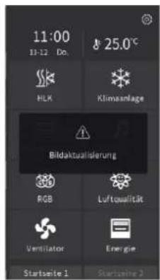 11:00 11-12 Do. HLK 25.0°C Klimaanlage Bildaktualisierung RGB Luftqualität Ventilator Energie Startseite 1 Startseite 2