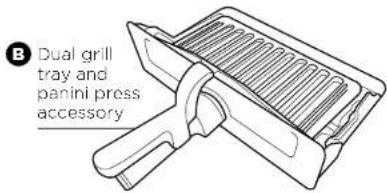 B Dual grill tray and panini press accessory