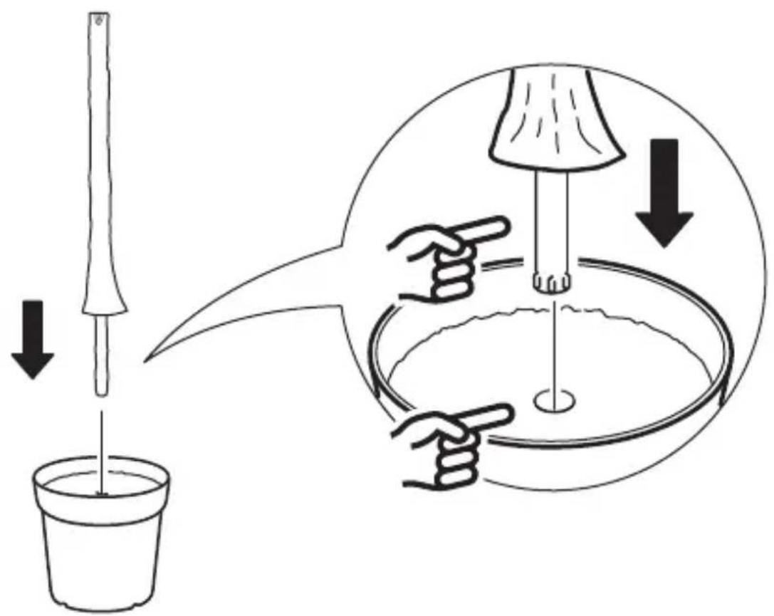 Diagram illustrating a procedure for mixing a cup with a tool, showing step-by-step steps and directional arrows.