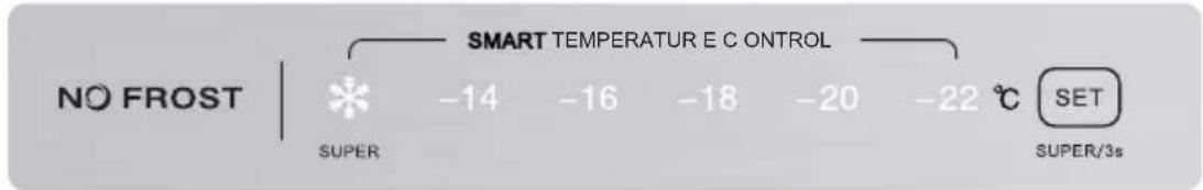 NO FROST | SUPER -14 -16 -18 -20 -22 °C SET SMART TEMPERATURE E C CONTROL SUPER/3s