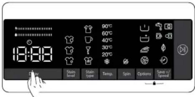 18:00 90°C 60°C 40°C 30°C 20°C Slow. Stain level Stain type Temp. Spin Options Save +/Speed