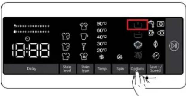 18:08 90°C 60°C 40°C 30°C 20°C Delay Stain level Stain type Temp. Spin Options Save 1/Speed