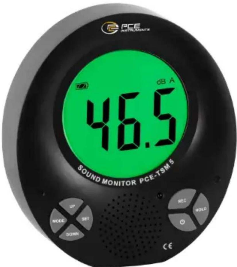 PCE INSTRUMENTS 46.5 dB A SOUND MONITOR PCE-TSM 5 UP MODE SET DOWN NEC HOLD CE