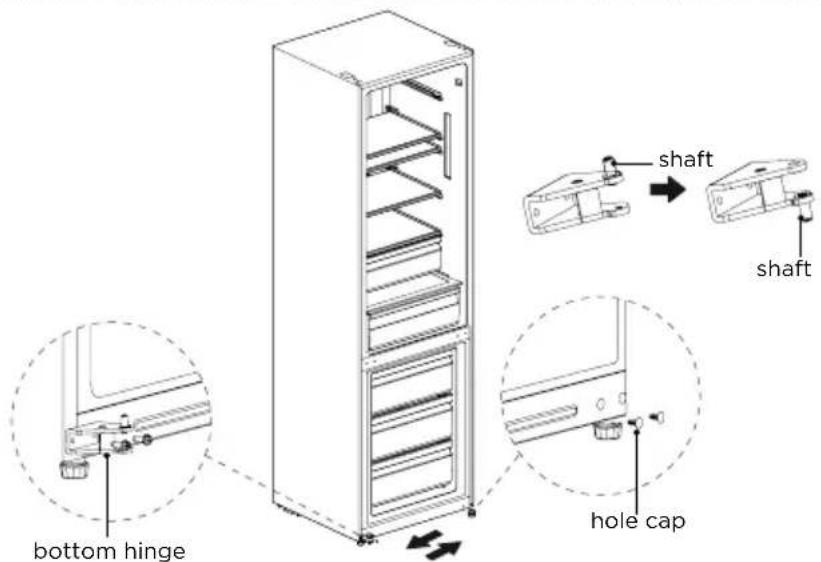 bottom hinge shaft shaft hole cap