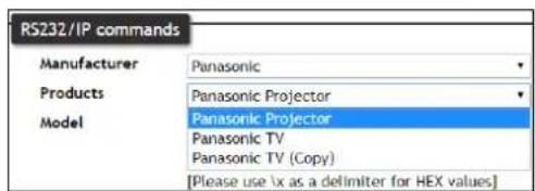 RS232/IP commands Manufacturer Panasonic Products Panasonic Projector Model Panasonic Projector Panasonic TV Panasonic TV (Copy) [Please use \x as a delimiter for HEX values]
