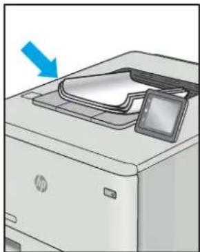 Illustration of a HP printer with a paper lid and arrow indicating compression (no text or symbols)