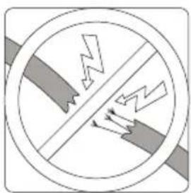 Safety warning sign indicating no hazard, with lightning bolt symbol and diagonal line