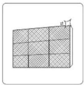 Diagram of a 3D grid structure with shaded cells and an arrow indicating a dimension (no text or symbols)