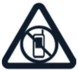 Traffic warning sign indicating no phone usage in a triangular area