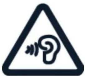 Warning sign with sound wave icon inside triangle, indicating a warning or alert symbol