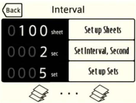 Back Interval 0100 sheet 0002 sec 0005 set Setup Sheets Set Interval, Second Setup Sets