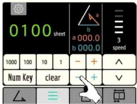 0100 sheet a 000.0 b 000.0 3 speed 1000 100 10 1 Num Key clear - + + ✓