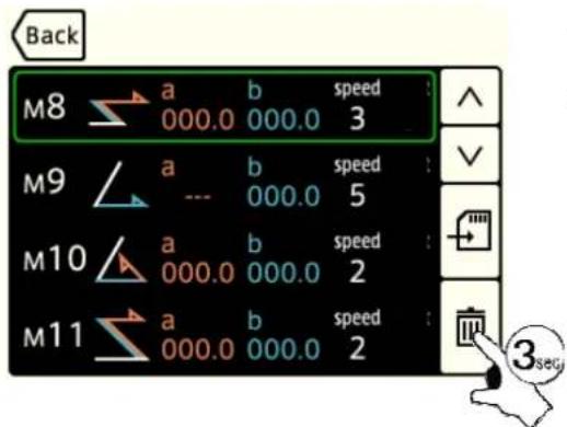 Back M8 a b speed 000.0 000.0 3 M9 a b speed --- 000.0 5 M10 a b speed 000.0 000.0 2 M11 a b speed 000.0 000.0 2 3seg
