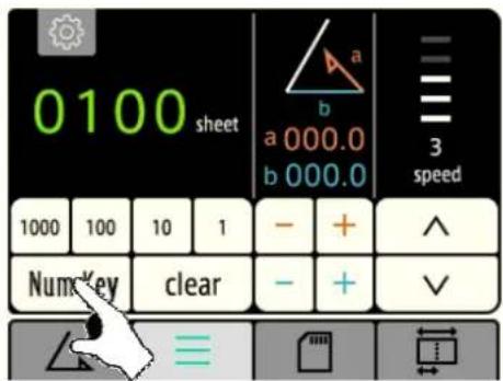 0100 sheet a 000.0 b 000.0 3 speed 1000 100 10 1 - + ^ Num key clear - + ✓
