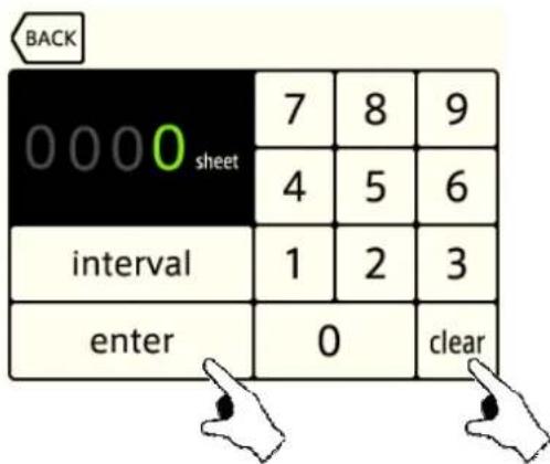 0 0 0 0 sheet 7 8 9 4 5 6 interval 1 2 3 enter 0 clear