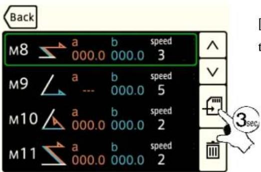 Back M8 a b speed 000.0 000.0 3 M9 a b speed --- 000.0 5 M10 a b speed 000.0 000.0 2 M11 a b speed 000.0 000.0 2 3sec