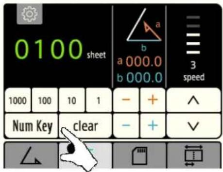 0100 sheet a 000.0 b 000.0 3 speed 1000 100 10 1 Num Key clear - + - + ✓