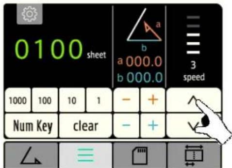 0100 sheet a 000.0 b 000.0 3 speed 1000 100 10 1 - + Num Key clear - + ✓