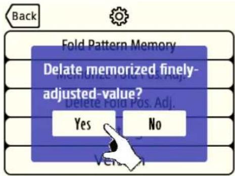 Back Fold Pattern Memory Delete memorized finely- adjusted-value? Delete Fold Pos. Adj. Yes No Version