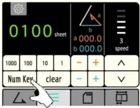 0100 sheet a 000.0 b 000.0 3 speed 1000 100 10 1 Num Key clear - + - + ✓