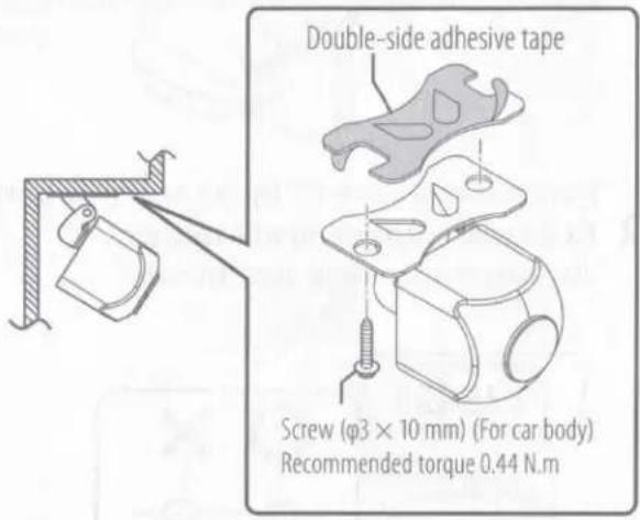 Double-side adhesive tape Screw (φ3 × 10 mm) (For car body) Recommended torque 0.44 N.m