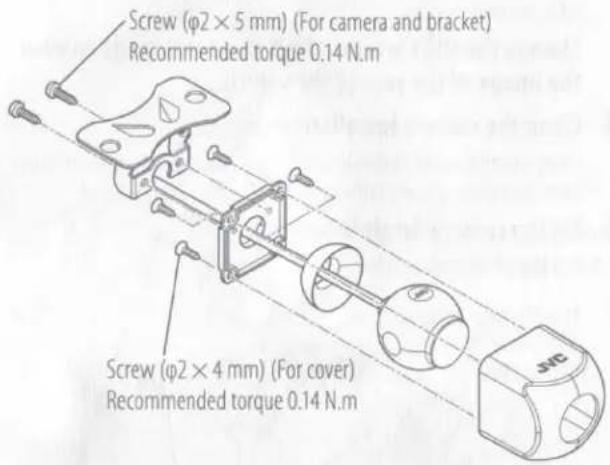 Screw (φ2 × 5 mm) (For camera and bracket) Recommended torque 0.14 N.m Screw (φ2 × 4 mm) (For cover) Recommended torque 0.14 N.m
