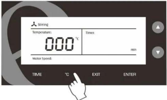 Stirring Temperature: 000 °C Time: min Motor Speed: TIME °C EXIT ENTER